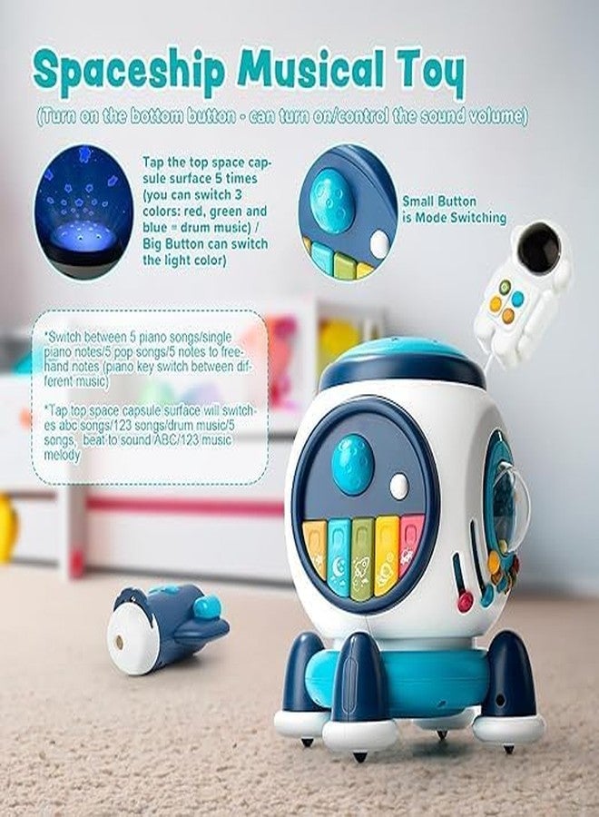 Black Foru Baby Musical Toys for Toddlers 1-3, Light up Music Crawling Toy Infants 6 to 12 Months Baby Development Sensory with Piano Keyboard/Projection Flashlight/Birthday Gifts for Kids - Image 4